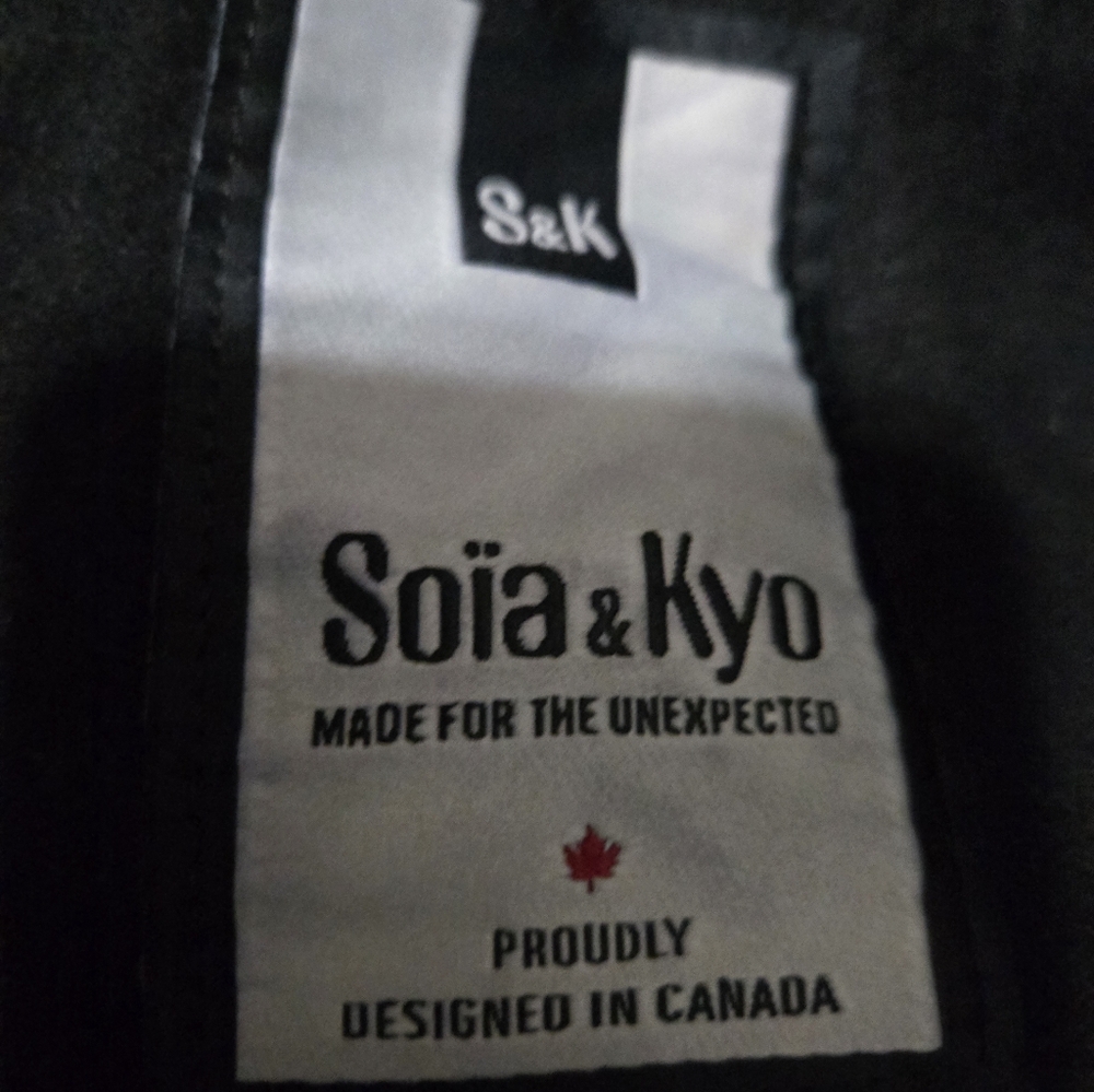 SOIA & KYO Black/ Grey Wool Coat With Oversized Collar And Inner Zip. Size XXS - Picture 11 of 16